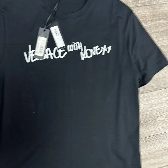 Versace solid black gorgeous T.shirt with white print